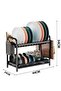 Two-Tier Dish Drying Rack Black for Kitchen - 7