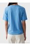 Vizyon New Season Blue Crew Neck Printed Women's T-Shirt - 4