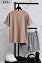 Nazik Ol Printed Cotton Fabric Unisex T-Shirt-Grey Shorts Set - 2
