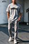 Trust Issue Printed Oversize T-Shirt & Gray Pants Tracksuit Set