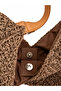 Dark Brown Wicker Knitted Stylish and Elegant Women's Shoulder Bag with Leather Details - 4