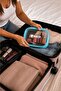 Blue Framed Pvc Transparent Cosmetic Bag |   Travel, Makeup, and Personal Care Organizer - 3