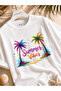 Summer Vibes Palm Tree Printed Oversize Unisex Premium T-Shirt - 2