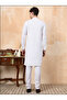 Mens White Linen Feel Cotton Kurta Set - 4