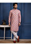 Mens Printed Cotton Kurta Set with All Over Thread Work - 3