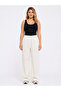 Women's Plus Size Beige, Elastic Waist, Pocketed, Relaxed Fit Pants 65N39459 - 5