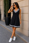Summer Women's Strappy V-Neck Short Viscose Dress with Pockets