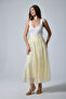 Yellow Color Panel Stitched Flared Skirt with Zipper at the Waist - 2