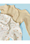 Baby White And Beige Jacquard 2 Pieces Sleepsuit Set - 4