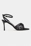 Zaria Black Satin Open Toe Detailed Caged Women's Heeled Sandals - 5
