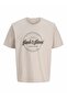 Men's Beige Jjedover Denim Tee Ss O-Neck Sn Pls Large Size T-Shirt - 4