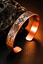 Women's Copper Bracelet Embossed Flower Pattern Pure Copper Handcrafted Adjustable Copper Bracelet