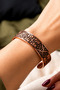 Women's Copper Bracelet Embossed Flower Pattern Pure Copper Handcrafted Adjustable Copper Bracelet - 2