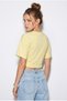 Women's Yellow Crew Neck Corsage Crop Blouse with Stitching Detail Öb261040 60286436 - 5