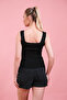 Women's Black Oversize and Small Size Square Collar Thick Strap Tank Top Athlete Thin Knitwear - 5