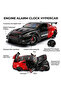 Hypercar Engine Alarm Clock Red with Light Sound & Water Mist Effects, Zinc Alloy Die-Cast Car Clock, Openable Doors & Hood, Pull Back Action, Desk Clock for Home, Office & Car Enthusiasts - 3