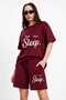 Women's Sleep Printed Shorts and Oversize Short Sleeve T-Shirt Shorts Set