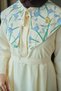 Women's Detachable Collar Patterned Waist Tie Dress Yellow - 8