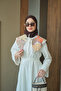 Women's Detachable Collar Patterned Waist Tie Dress White - 6