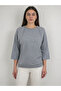 Women's Gray Knitwear Regular Fit 3/4 Sleeve Sweater