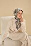 Twill Silk Scarf Large Floral Pale Gray 90X90 - 2