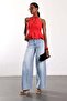 Red Halter Neck Peplum Blouse 17767 - 3