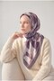 Shiny Textured Scarf Smoked Purple-Powder Tone Geometric Patterned Water-Repellent Shiny 90X90 - 3