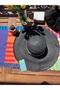Black Wide Brimmed Straw Women's Beach Hat - 3