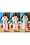 Women's White Laser Cut Lycra Tulle Dense Weave Beach Dress - 4