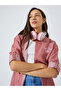 Red Back Embroidered Striped Oversized Shirt - 2