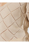 Beige Pointelle Diamond Pattern Knit Top - 4
