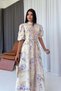 Hakim Collar Short Sleeve Floral Women's Dress - 3