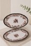 Porcelain Velour Brown Fulya Kayık Plate Set 22cm 2 Pieces - 3