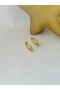 2 Rows Single Stone Detail Steel Hoop Earrings