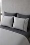 Silent Gray 100% Cotton Embroidered 6 Piece Double Duvet Cover Set - 3