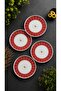 6-Piece Red Love Bird Patterned Tray 22 cm - 2