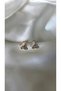 Women's gold detailed mother-of-pearl stone minimal butterfly earrings - 3