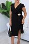 Plus Size Double-Breasted Collar Dress with Gold Accessories - 7