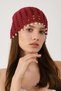 Pearl Detailed Perforated Summer Knitted Beanie Y8252 Burgundy