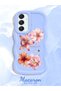 Samsung Galaxy A16 Compatible Case Camera Protector Blue Silicone Couple Phone Case Floral Pattern - 2