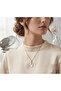 Gold Color Tarnish-Resistant Pearlescent E Letter Steel Necklace - 2