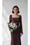 Square Neck Slit Sleeve Mermaid Wedding & Engagement Dress – White, Long Sleeve, Maxi Evening Dress - 6