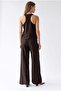 2193 Women's Buttoned V-Neck Vest Wide Leg Pants Set Brown - 5