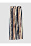 Mixed Striped Women's Trousers with Elastic Waist - 7