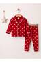 100% Cotton Long Sleeve Buttoned Seasonal Heart Patterned Soft Textured Bottom and Top Baby Girl Pajama Set - 2