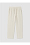 Beige Loose Fit Linen Look Men's Trousers - 3