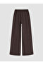 Brown Elastic Waist Carrot Cut Pleated Women's Trousers - 6