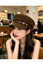 Women's Suede Marine Hat Leather Belt Gold Buckle Retro Brush Hat 3 Colors - 3