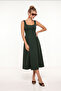 A-Line Midi Woven Dress Lwf0026 Dark Khaki - 2