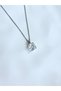 Steel Zircon Single Stone Necklace with Tiny Heart Stone Details - 2